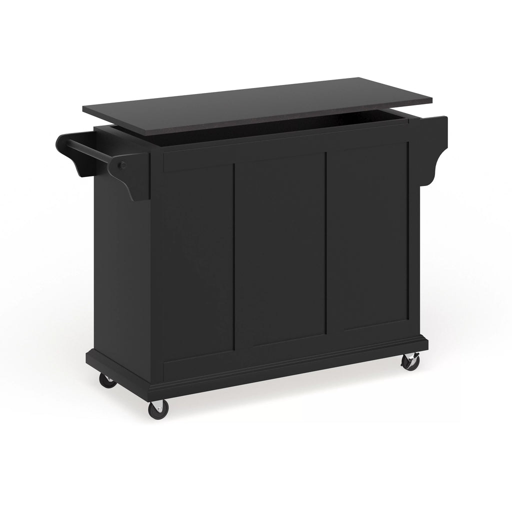 Black Wood Kitchen Cart with Granite Top L1898