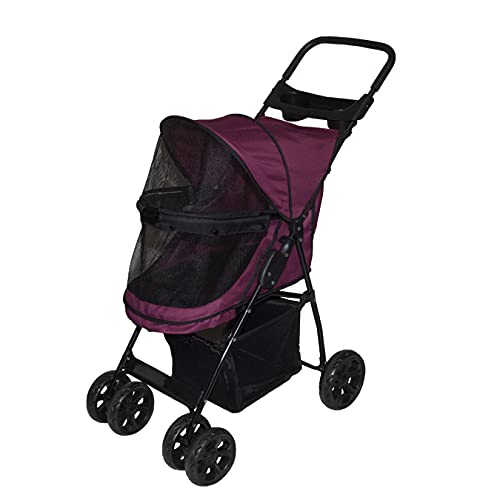 Pet Stroller for Cats and Dogs, Zipperless Entry, Easy Fold A568