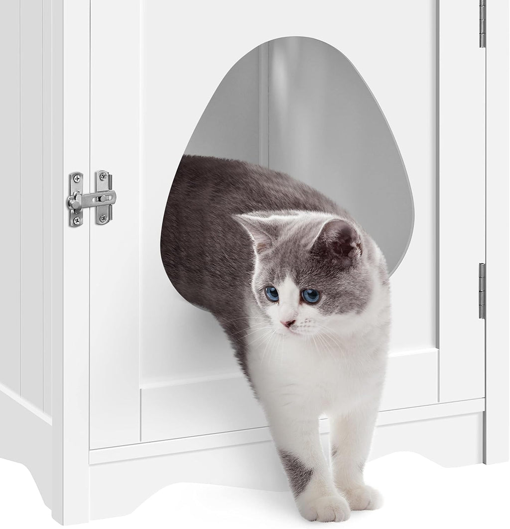 Hidden Cat Litter Box Enclosure Furniture with Side Table C6671