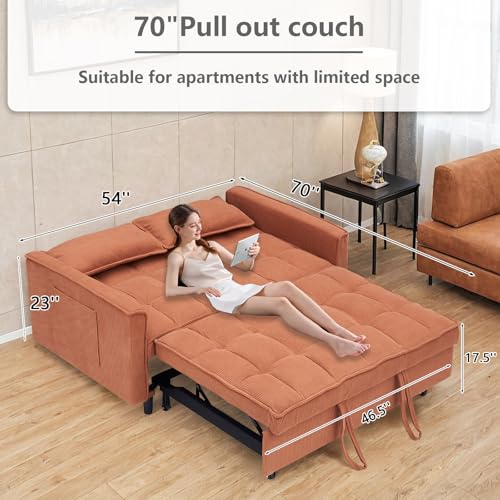 Convertible Sleeper Sofa Bed with Pull-Out Bed and Adjustable Backrest V521