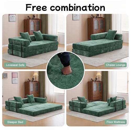 Foldable Floor Sofa Bed with Pillow Back and Armrest, Dark Gray S29408
