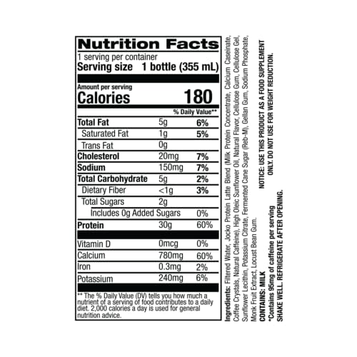 Grass Fed Protein Shakes, No Added Sugar, Keto Friendly, Ready to Drink 12 Fl Oz (Pack of 12) G676883
