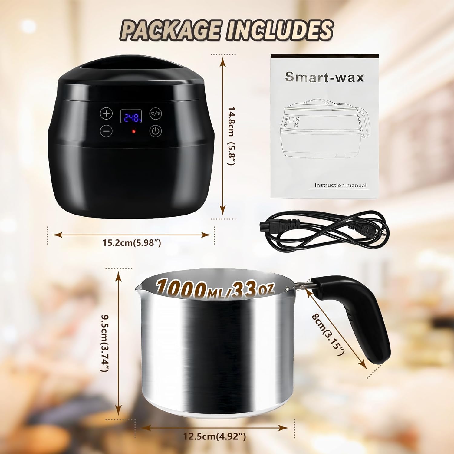 Wax Melter for Candle Making, 1L Melting Pot with Digital Temperature Display A2391