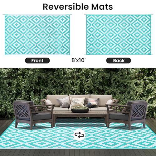 Waterproof Outdoor Rug 5x8 ft, Reversible Plastic Straw Patio Mat Z2613