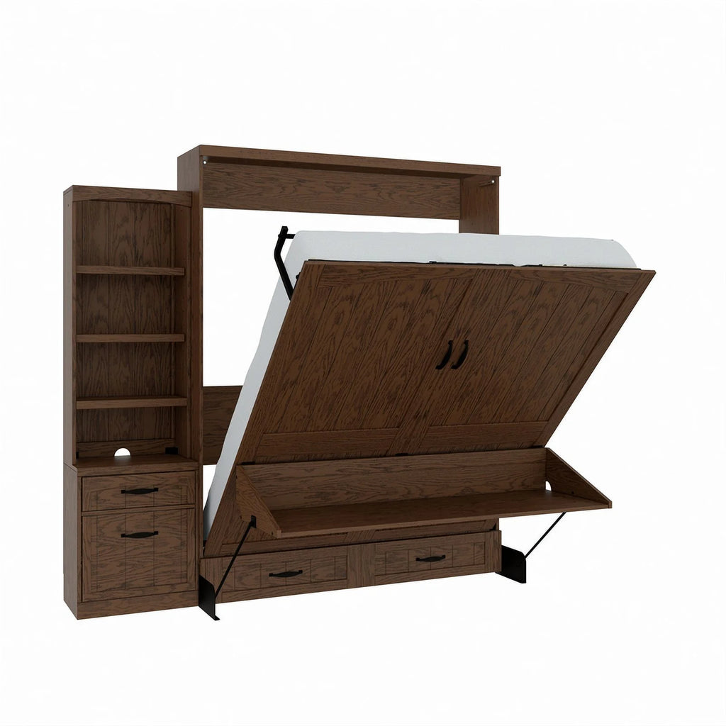 Queen Murphy Wall Bed with Desk and Shelf Storage N66383