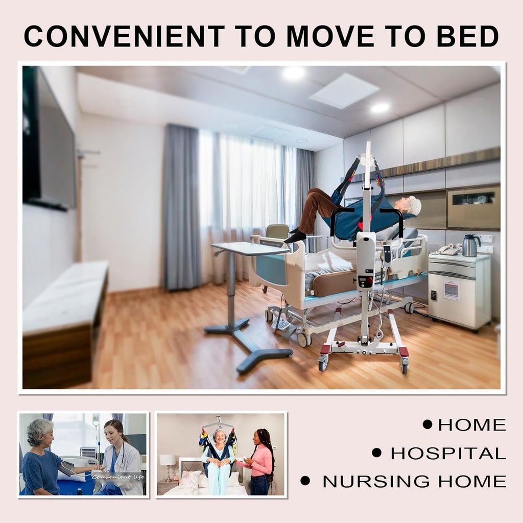 Foldable Electric Patient Transfer Lift with 2 Slings, 500 lbs Capacity J456850
