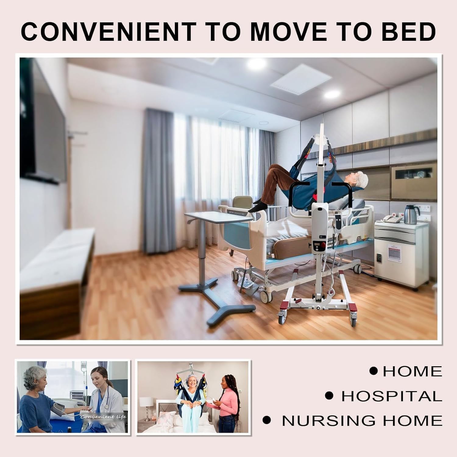 Foldable Electric Patient Transfer Lift with 2 Slings, 500 lbs Capacity J456850