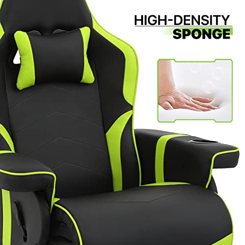 360° Swivel Gaming Recliner Chair, Ergonomic PU Leather with Adjustable Backrest, Footrest, Cup Holder M2617
