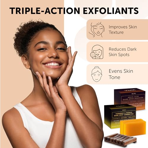Papaya and Turmeric Kojic Acid Soap Bar for Dark Spots, 2 Pack Z1933
