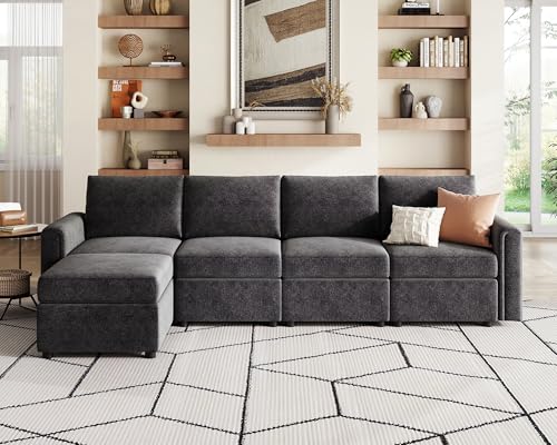 Modular Sectional Sofa with Storage, U Shaped Couch, Blue Y4358