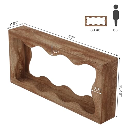 Farmhouse Console Table with Storage, Couch Table Behind Sofa, Narrow Hallway Stand, Brown K521