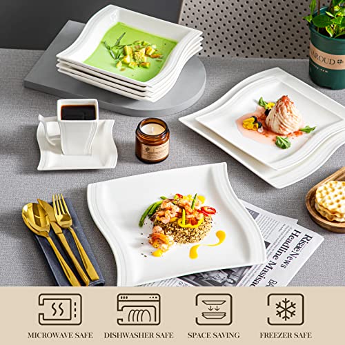 Ivory White Porcelain Dinnerware Set, 60 Piece for 12 H670941