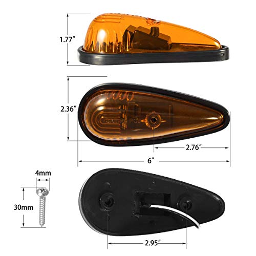 Amber Teardrop Cab Light 9LED 5pcs with Wiring for Trucks, Vans, Pickups, and RVs Z19053