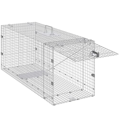 Live Animal Cage Trap 24 x 8 x 8 Inch Humane Folding Trap for Rabbits and Stray Cats W8784