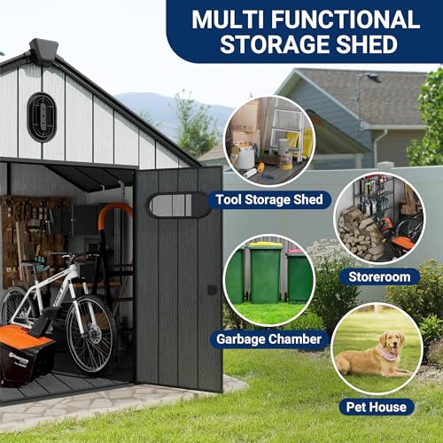 Outdoor Resin Storage Shed with Air Vents and Lockable Door X72953