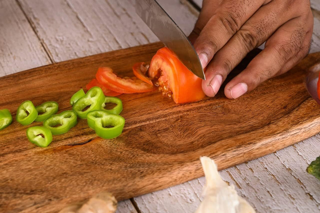 Acacia Wood Cutting Board for Kitchen Chopping and Serving, 17 by 7 Inches O22631