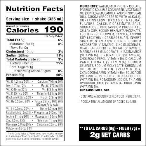 High Protein Shake, Milk Chocolate, 30g Protein, Low Carb, 12 Count Q549982