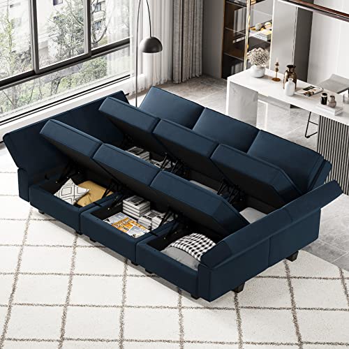 Modular Velvet Sectional Sofa with Chaise Lounge and Storage X4138