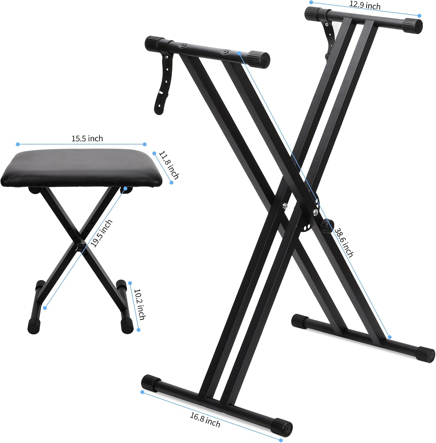 Adjustable Double-X Keyboard Stand with Bench F83316