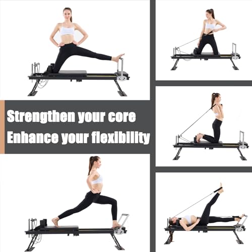 Foldable Pilates Reformer Machine for Home Gym, 250 lbs Capacity J904802