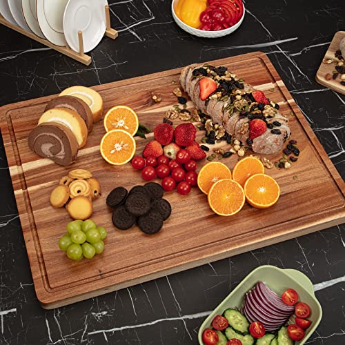 Acacia Wood Cutting Board with Handle and Juice Groove H90766