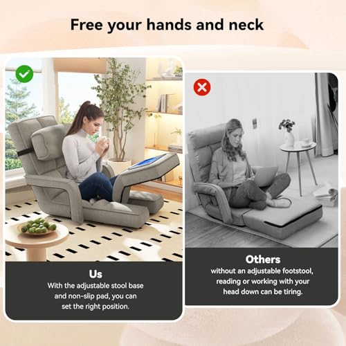 Folding Floor Chair with Adjustable Backrest, Portable Recliner Seat for Adults N6716
