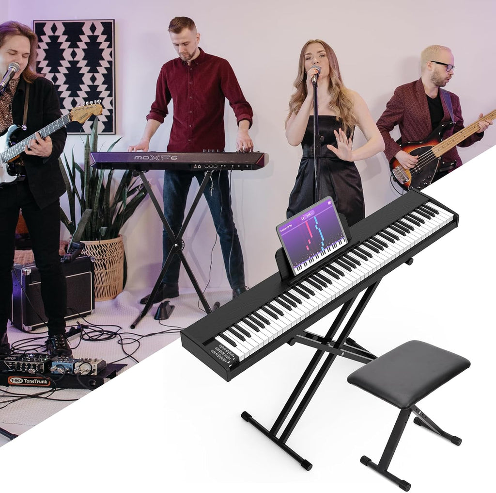 Adjustable Double-X Keyboard Stand with Bench F83316