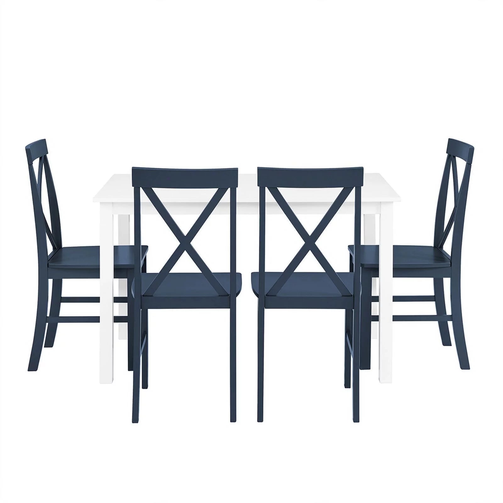 Farmhouse Engineered Wood Dining Set, 5-Piece, White/Navy C178213