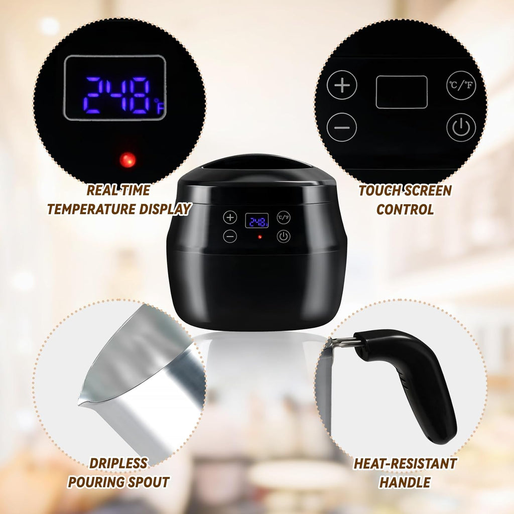 Wax Melter for Candle Making, 1L Melting Pot with Digital Temperature Display A2391
