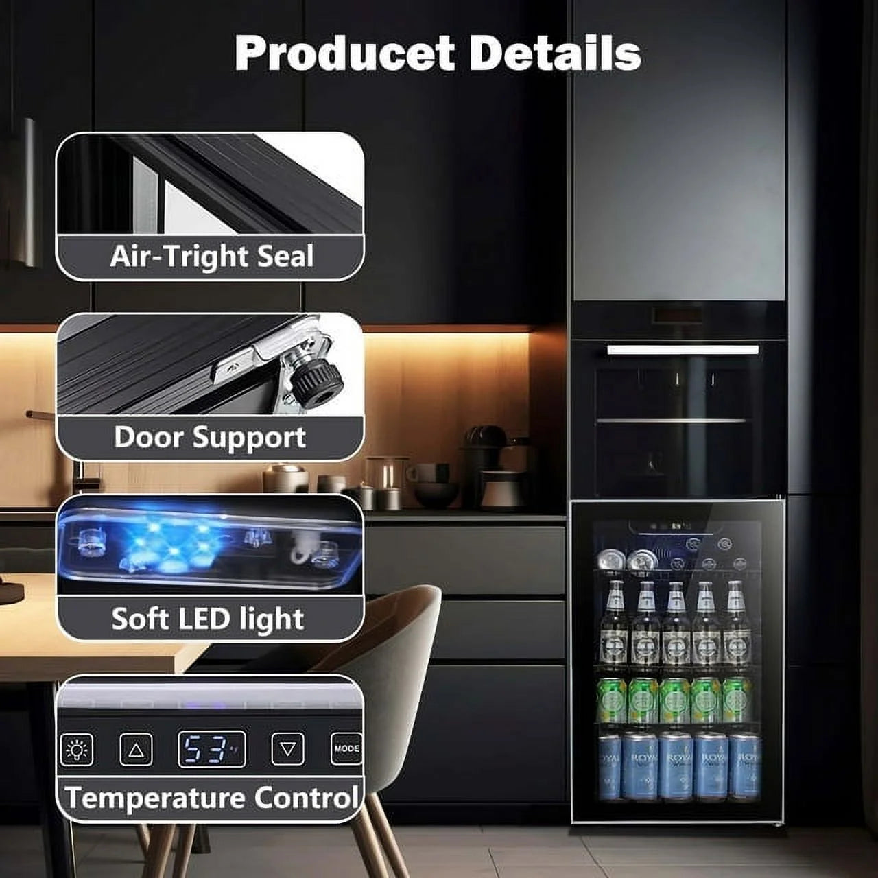 3.2 Cu.ft Beverage Refrigerator Cooler - 120 Can Mini Fridge with Glass Door E876188