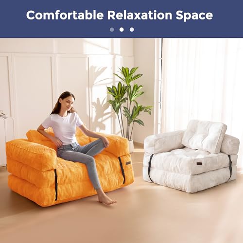 Folding Sofa Bed, L-Shaped Convertible Sleeper Couch with Armrest and Pillow, Dark Grey M375676