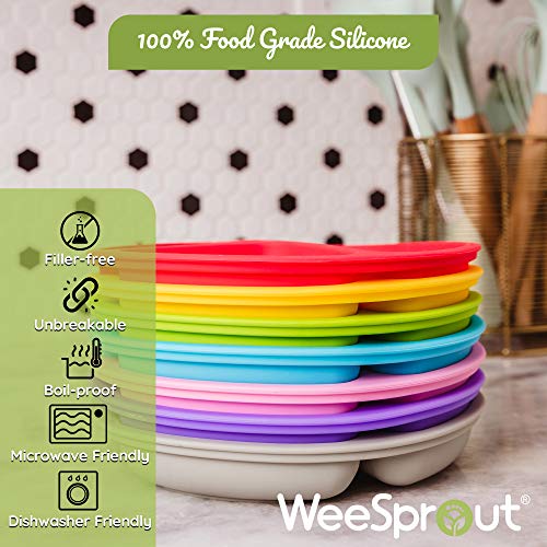 Suction Plates with Lids for Babies & Toddlers, 100% Silicone, Divided Design, 3 Pack V600561