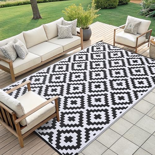 Waterproof Outdoor Rug 5x8 ft, Reversible Plastic Straw Patio Mat Z2613