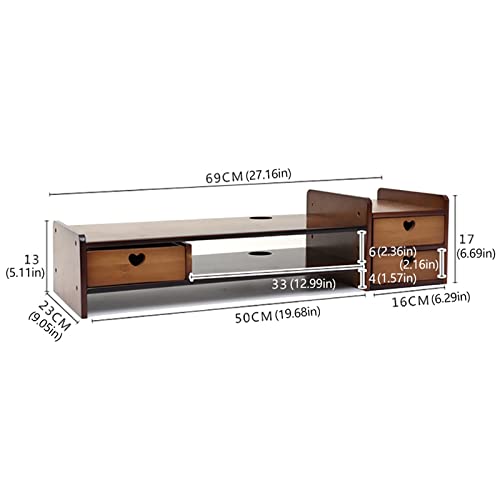 Adjustable Monitor Laptop Stand with Storage Drawer, Wood Color L75987