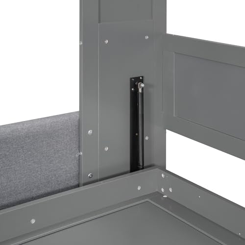 Murphy Bed Queen Size with Cushion, Foldable Sofa Bed Frame with Slat Support, White C2974