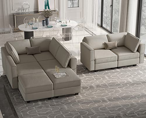 Modular Velvet Sectional Sofa with Chaise Lounge and Storage X4138