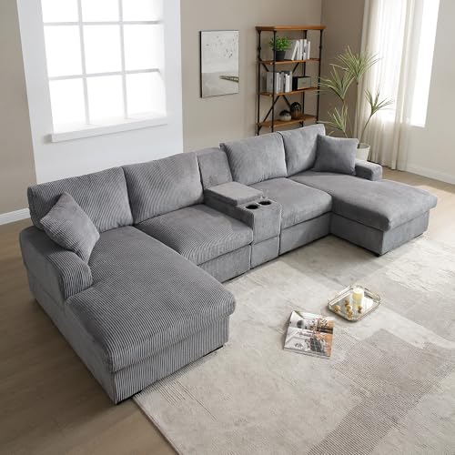 Modular Sectional Sofa with Ottoman, U-Shaped Lounge Couch H930