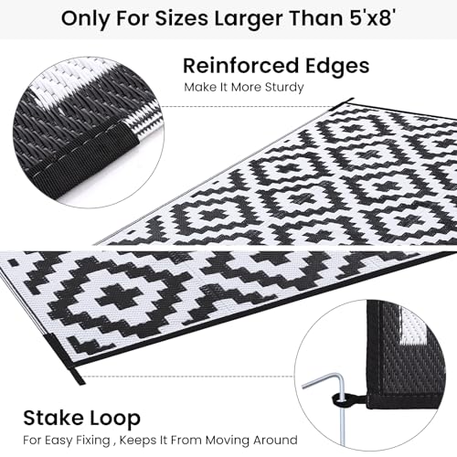 Waterproof Outdoor Rug 5x8 ft, Reversible Plastic Straw Patio Mat Z2613
