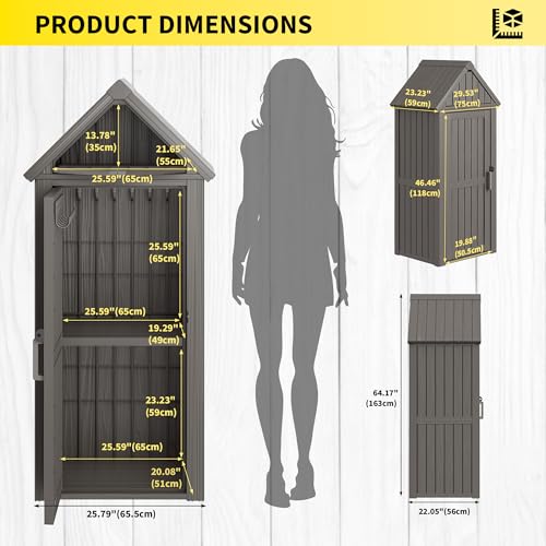 Outdoor Resin Storage Shed with Removable Shelves and Lock X97920