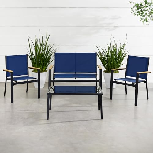 Outdoor Textilene Patio Conversation Set with Loveseat and Coffee Table V736