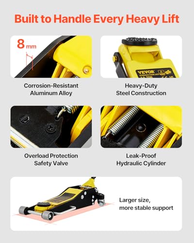 3 Ton Low Profile Racing Floor Jack with Dual Pistons, Lifting Range 3-6/11" to 19-11/16" T215298