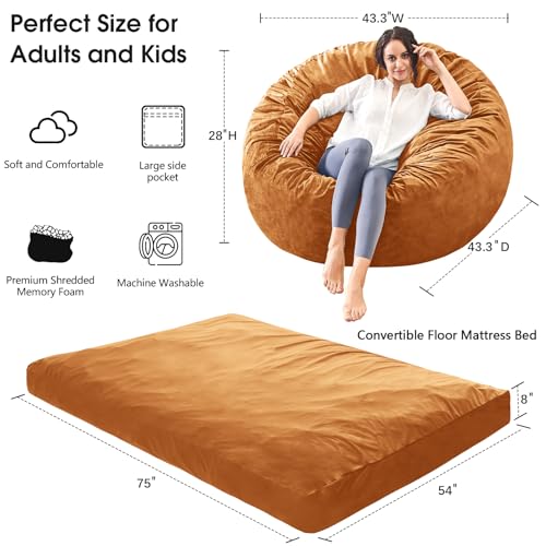 Giant Bean Bag Chair Convertible Bed with Microfiber Cover X2136