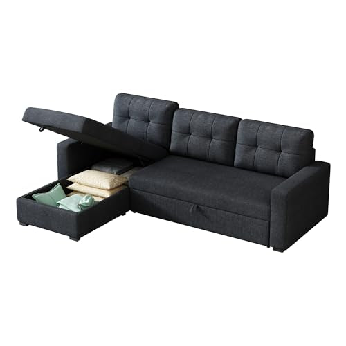 L-Shape Reversible Sectional Sleeper Sofa Bed with Storage Chaise L16844