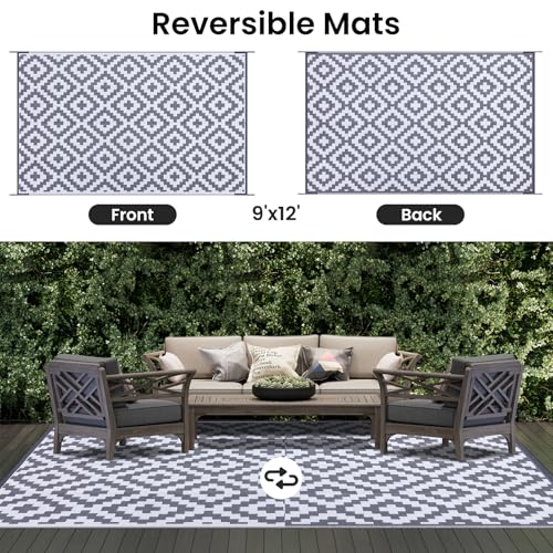 Waterproof Outdoor Rug 5x8 ft, Reversible Plastic Straw Patio Mat Z2613