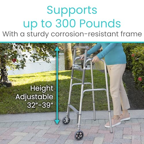 Sit to Stand Walker Rolling Walker for Seniors Lightweight Folding Front 5 Inch Wheels U32854