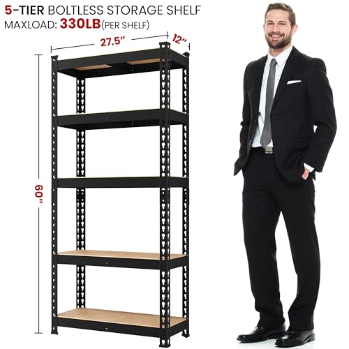 5-Tier Adjustable Metal Shelving Unit for Garage, Pantry, and Warehouse M7734