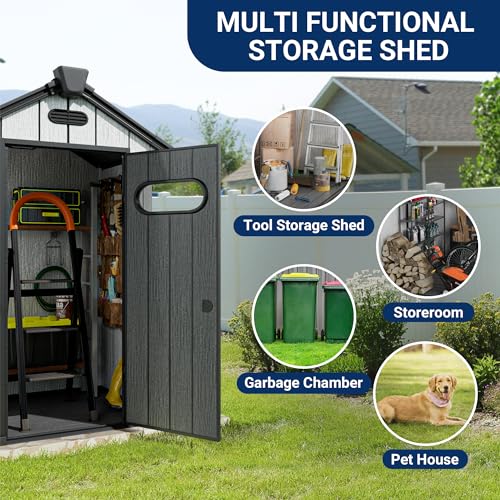 Outdoor Resin Storage Shed with Air Vents and Lockable Door X72953