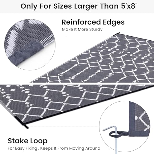 Waterproof Outdoor Rug 5x8 ft, Reversible Plastic Straw Patio Mat Z2613