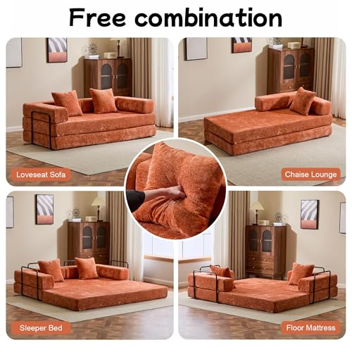 Foldable Floor Sofa Bed with Pillow Back and Armrest, Dark Gray S29408