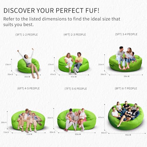 Bean Bag Chair for Adults 3FT, Soft Removable Cover, Light Gray X3039